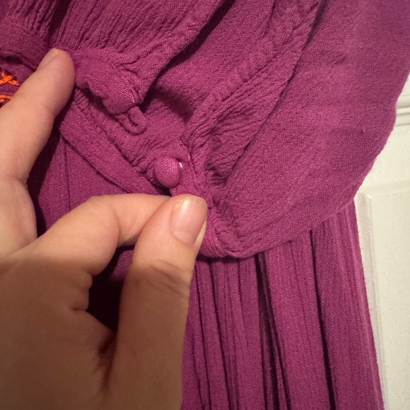 Free People Wedgewood Maxi Dress Embroidered M Boho Magenta - Picture 6 of 6